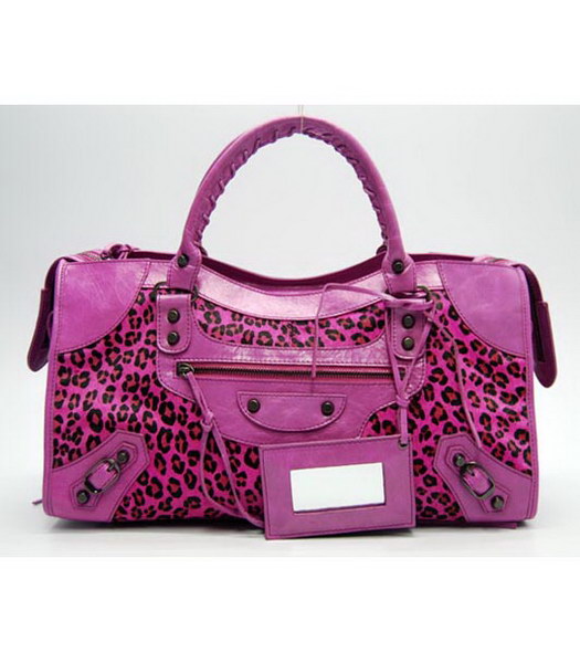 Balenciaga Giant City Grande borsetta in fucsia Leopard Print